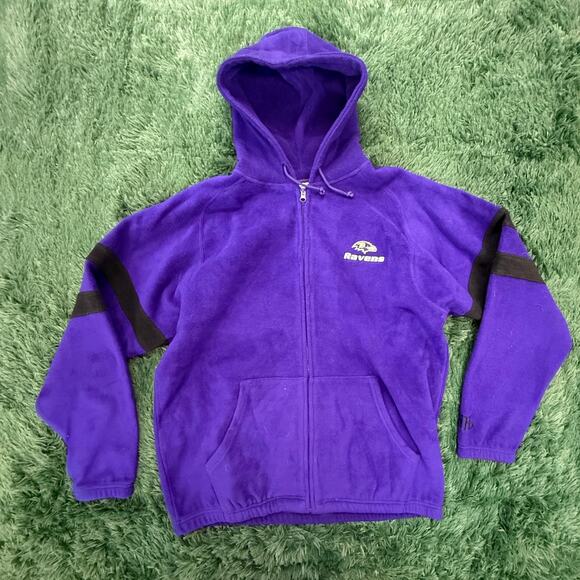 Baltimore Ravens Y2K Purple Full Zip Fleece Sweatshirt Sz XL NFL - Picture 1 of 7